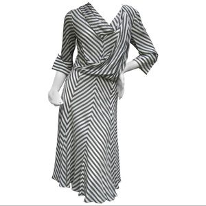 Les Copains Crisp Silk Chevron Striped Dress